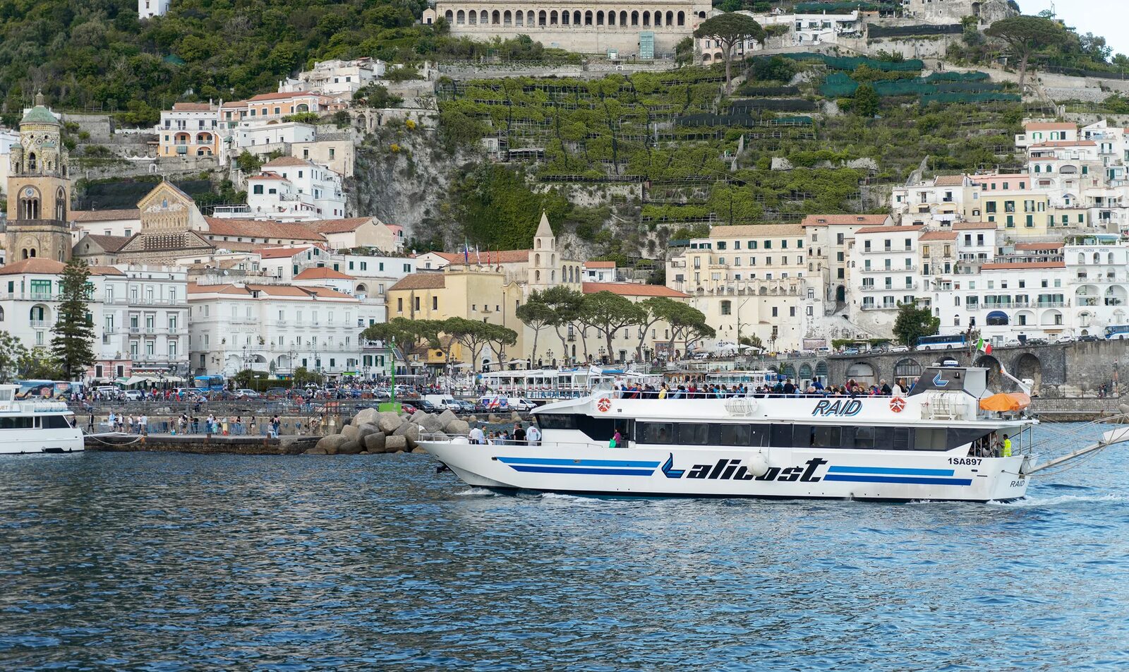 Ferry crossing in front of Amalfi