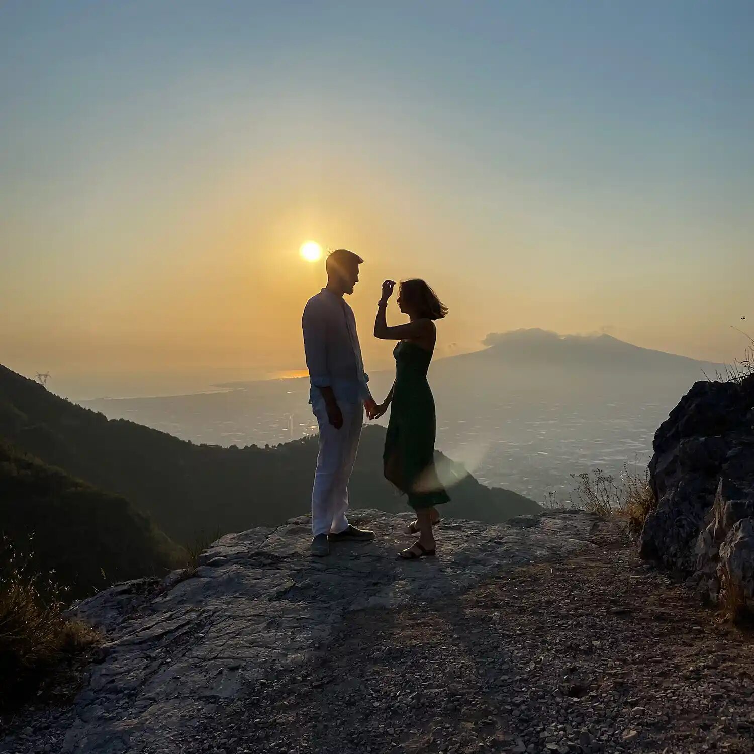 Couple at a mountain sunset