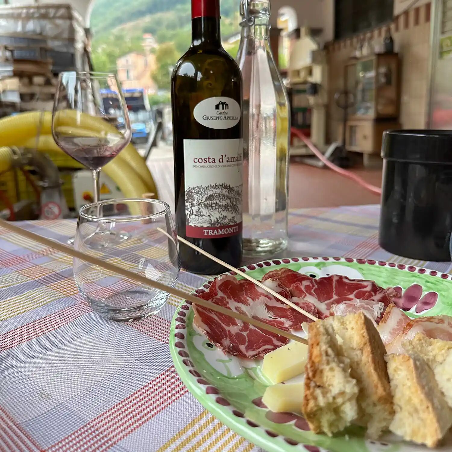 Local wine and cured meats